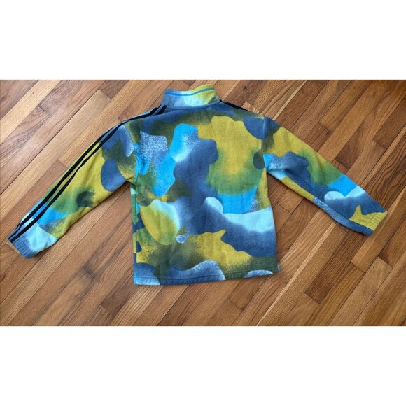 Adidas Boy's Fleece Pullover 1/4 Zip Blue Green Yellow Youth Size M - Picture 6 of 7